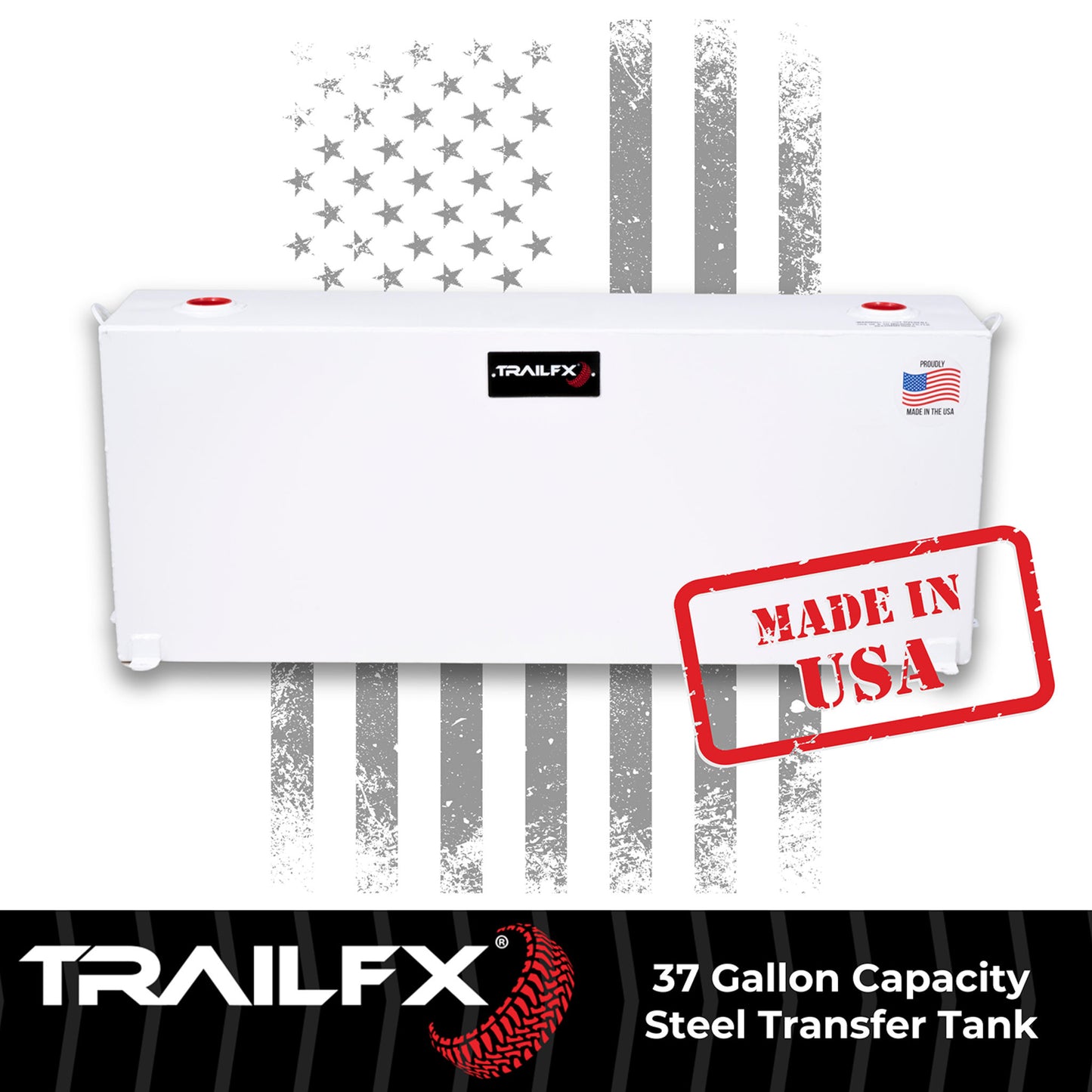 TrailFX 37 gallon capacity steel transfer tank proudly manufactured in the USA (SKU 21040SW)