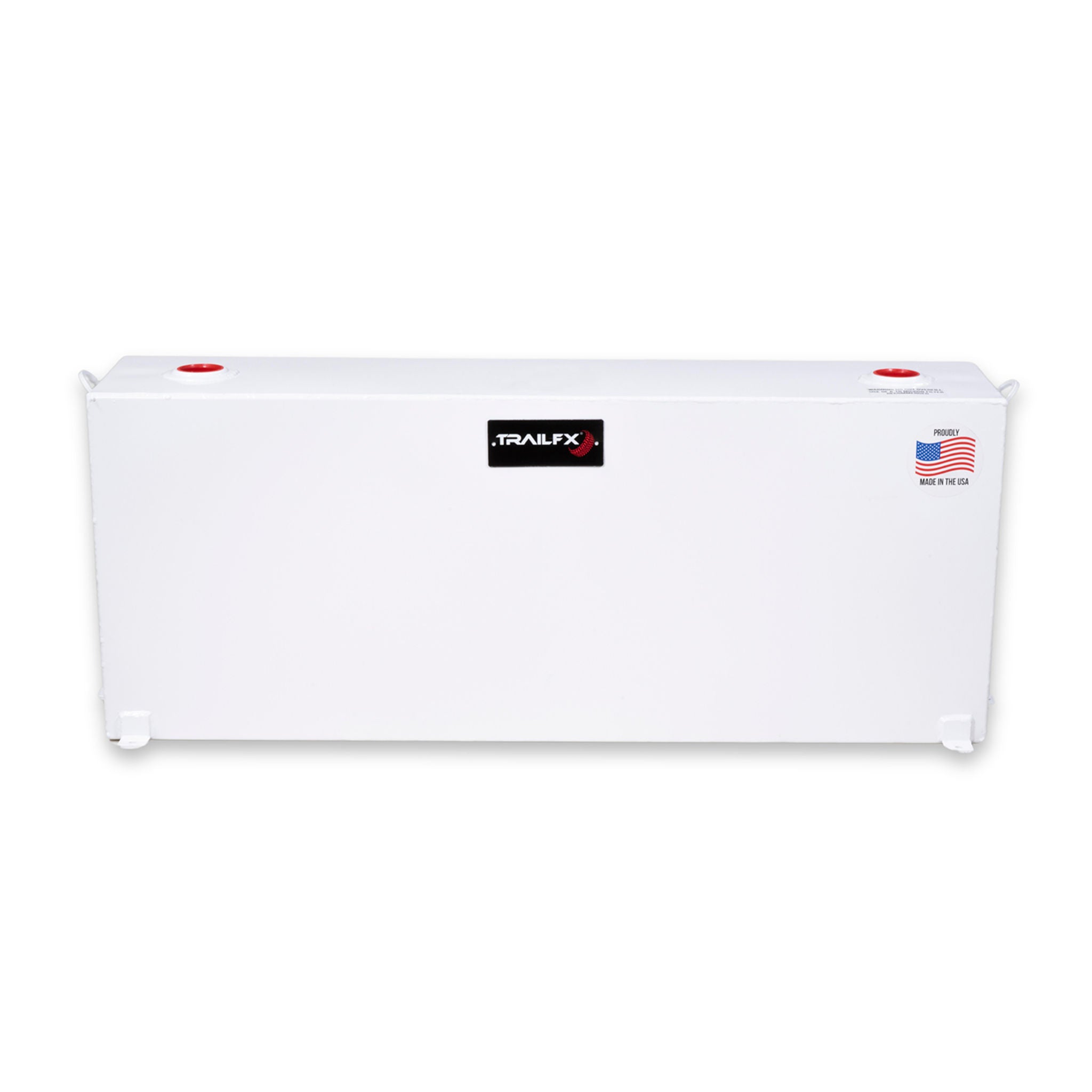 TrailFX 37 gallon steel transfer fuel tank in white powder coat with lockable caps, proudly made in USA (SKU 21040SW)