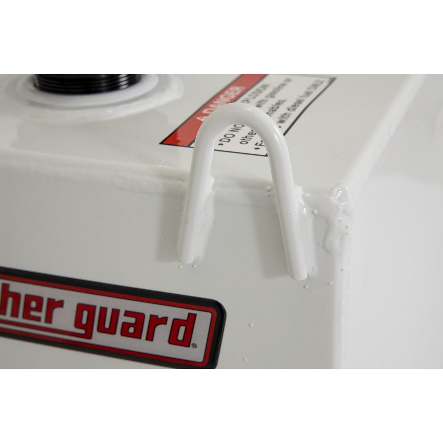 Reinforced tie-down bar on Weather Guard 50 gallon L-shape steel transfer fuel tank for secure installation (SKU WG350-3-02)