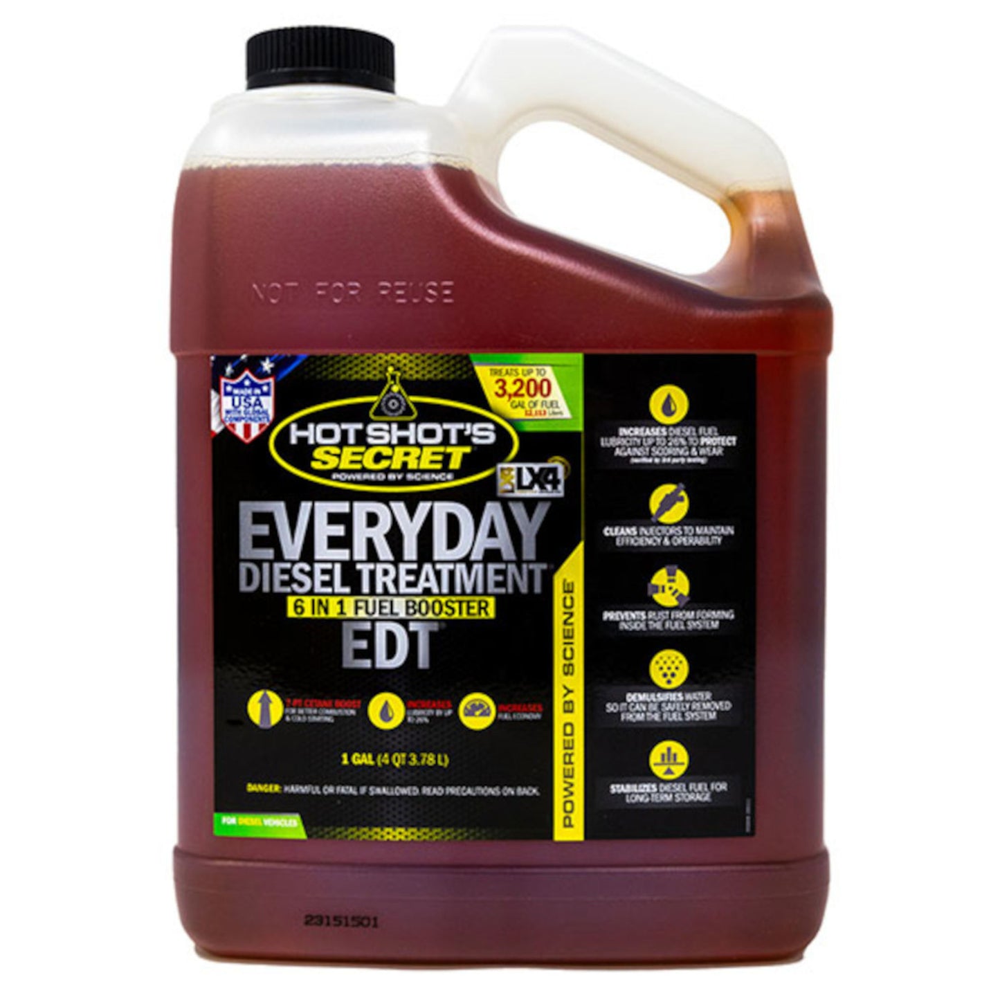 Hot Shot’s Secret Everyday Diesel Treatment diesel fuel additive 1 gallon jug front view