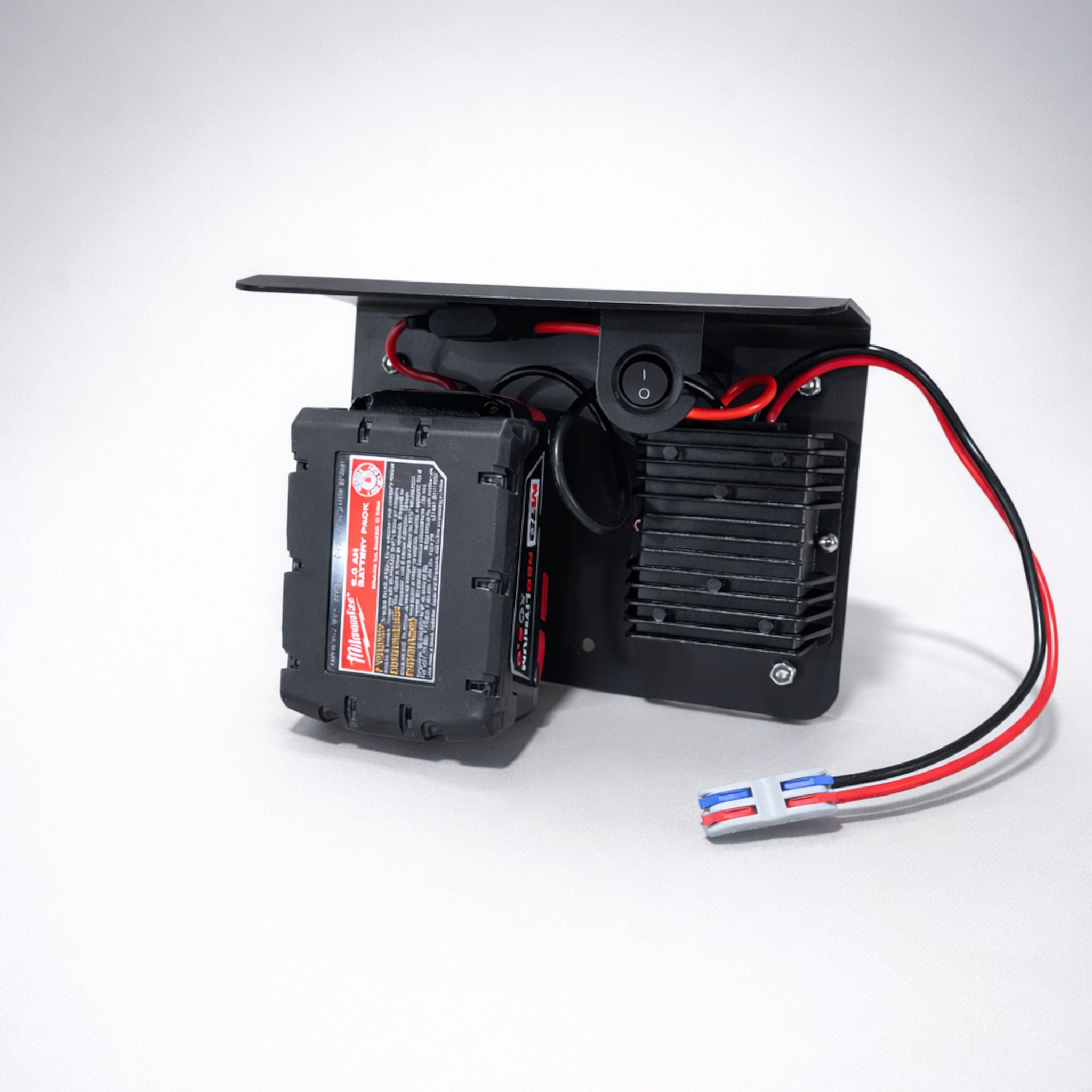 Milwaukee M18 12V battery converter PowerMate portable power supply with on off switch and quick connect output
