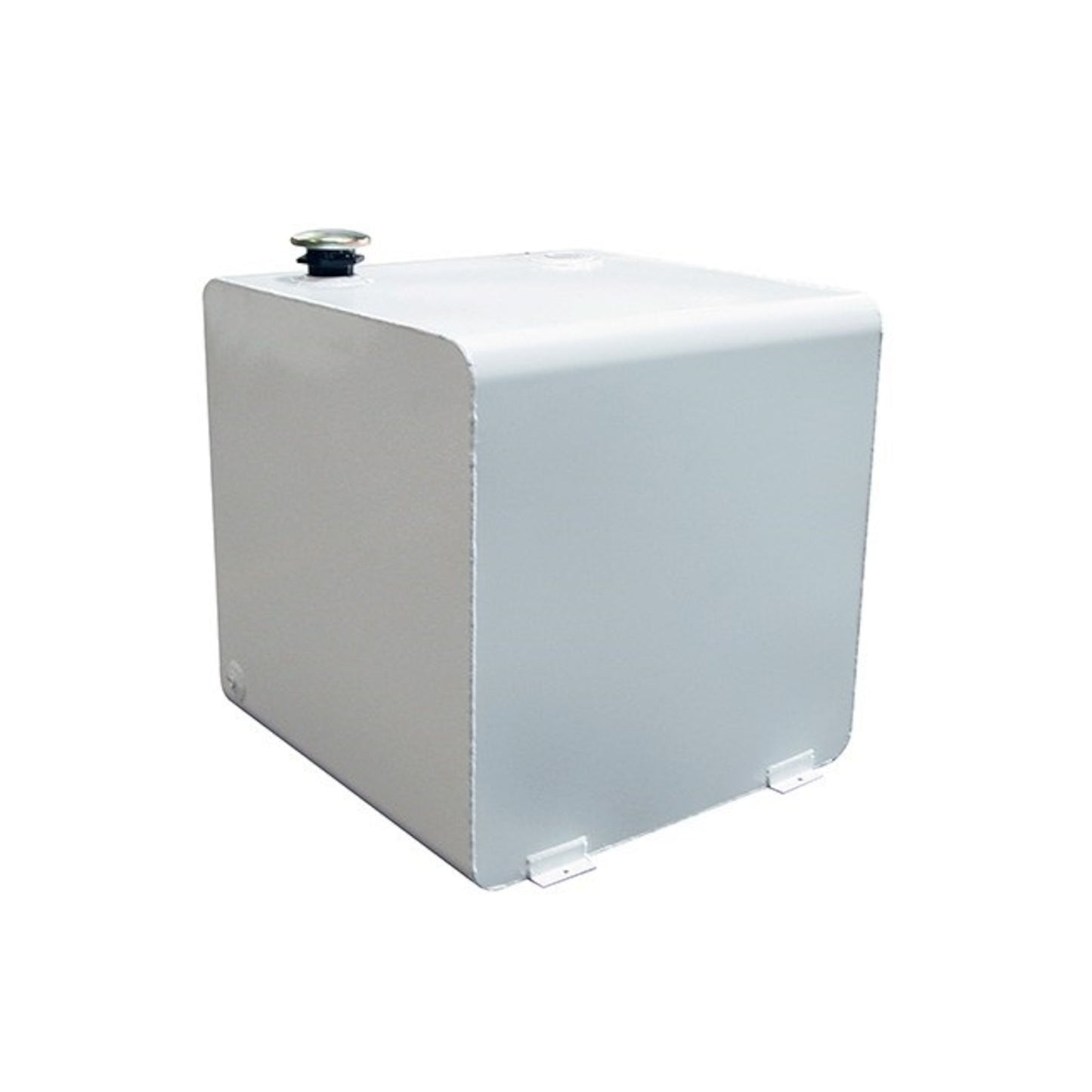 Dee Zee 55 gallon square steel transfer fuel tank in white with vented filler cap and mounting brackets (SKU DZ91750)