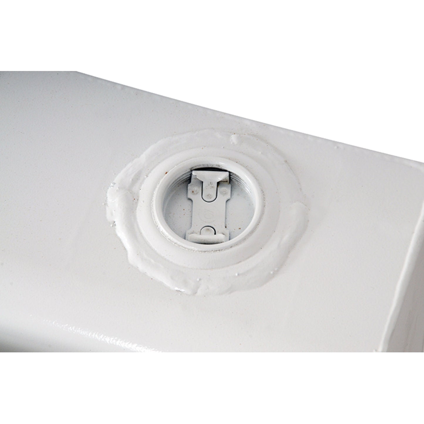 Pump mounting port on Dee Zee 55 gallon square steel transfer tank (SKU DZ91750)