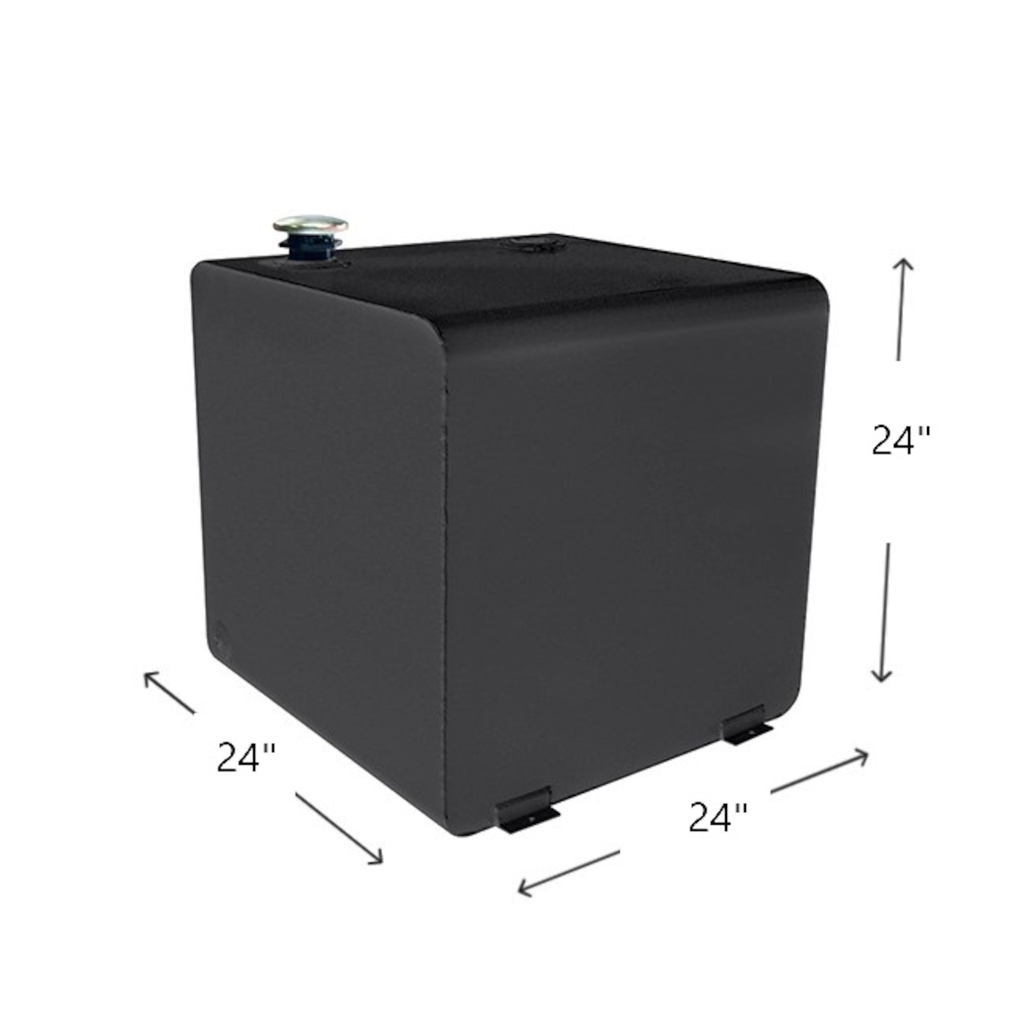 Dee Zee 55 gallon square steel transfer tank in black dimensions: 24" L x 24" W x 24" H (SKU DZ91750SB)