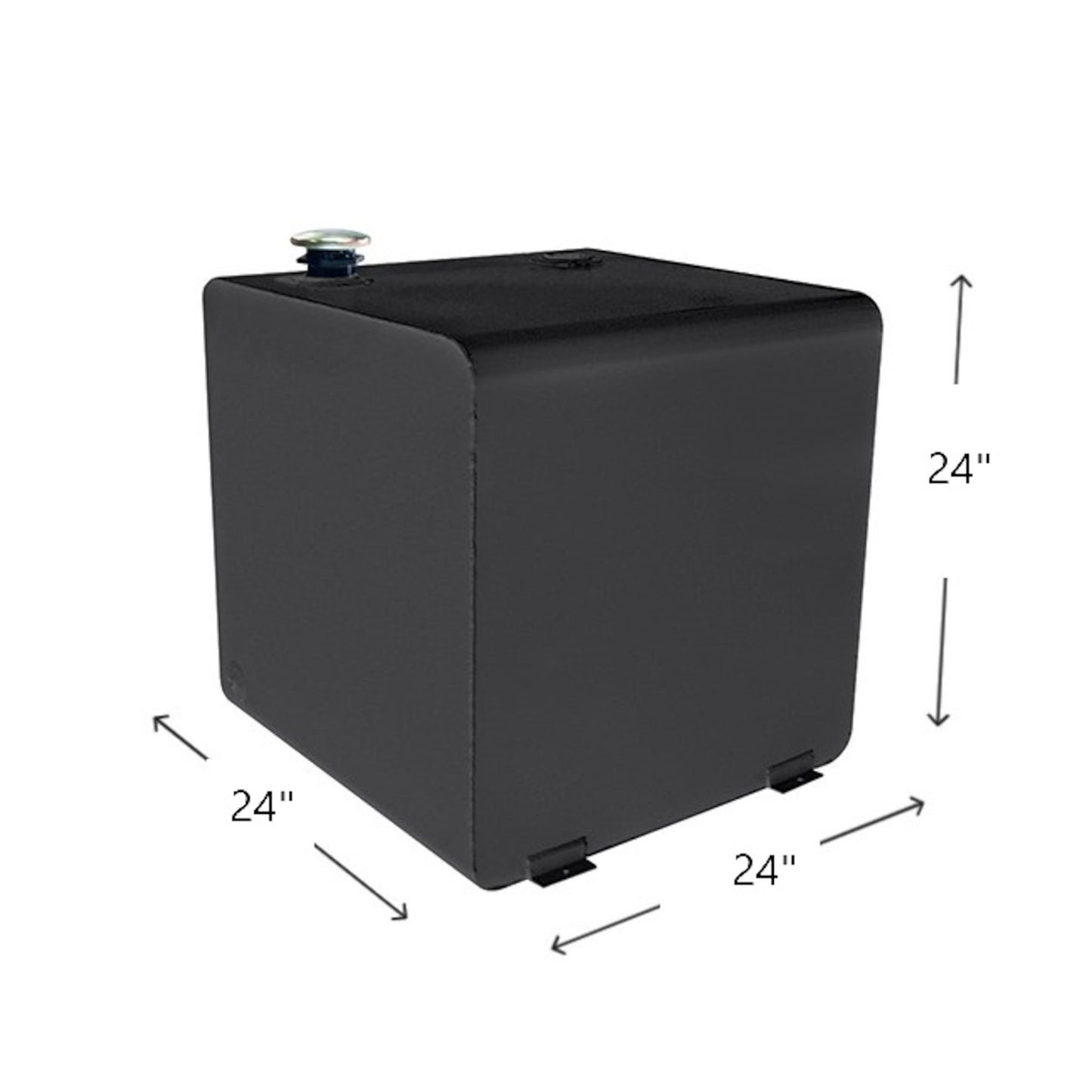Dee Zee 55 gallon square steel transfer tank in black dimensions: 24" L x 24" W x 24" H (SKU DZ91750SB)