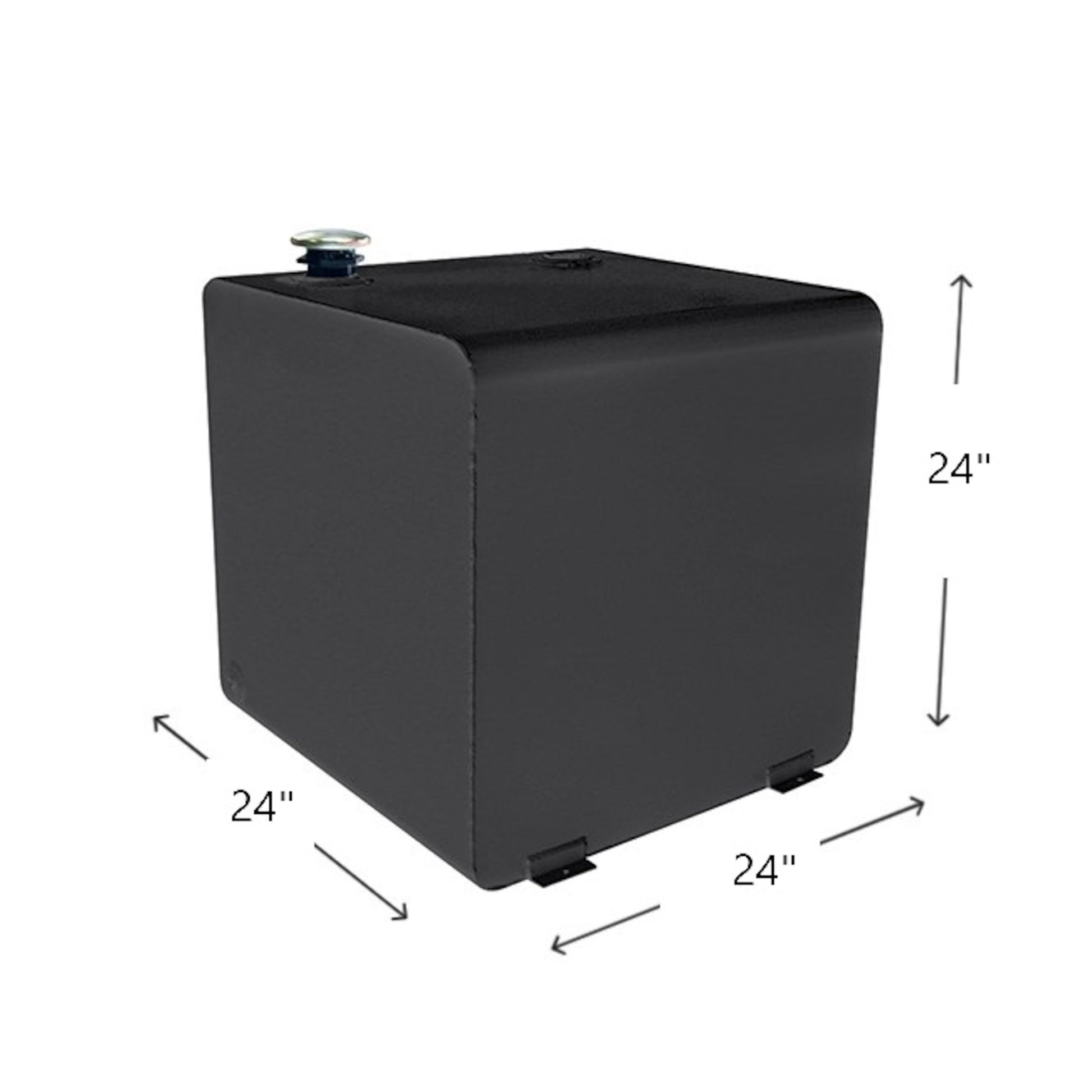 Dee Zee 55 gallon square steel transfer tank in black dimensions: 24" L x 24" W x 24" H (SKU DZ91750SB)