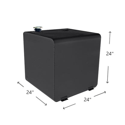 Dee Zee 55 gallon square steel transfer tank in black dimensions: 24" L x 24" W x 24" H (SKU DZ91750SB)