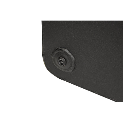 Drain plug area on Dee Zee 55 gallon square steel transfer tank in black for easy maintenance (SKU DZ91750SB)