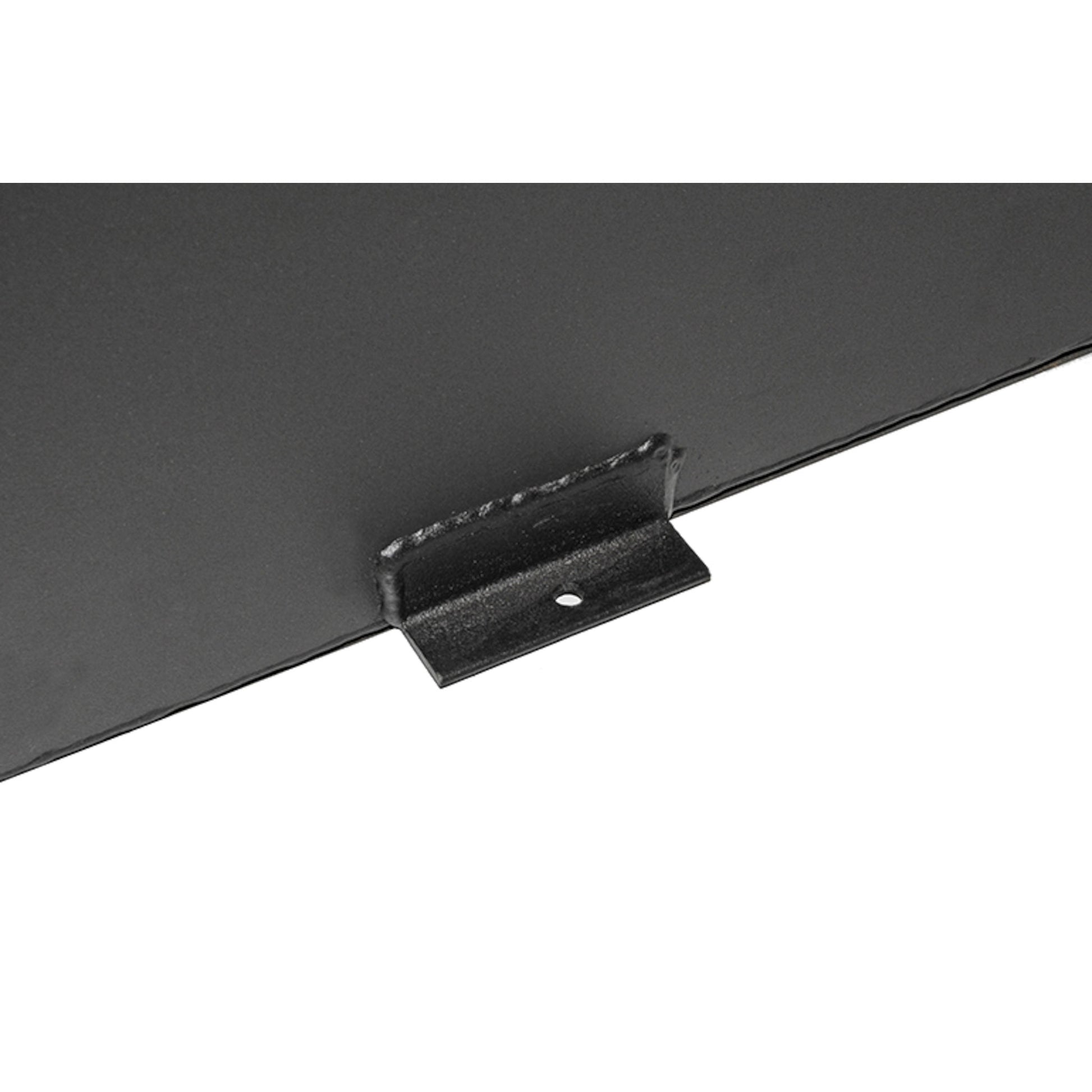 Reinforced mounting bracket on Dee Zee 106 gallon rectangular black steel transfer tank (SKU DZ91753B)