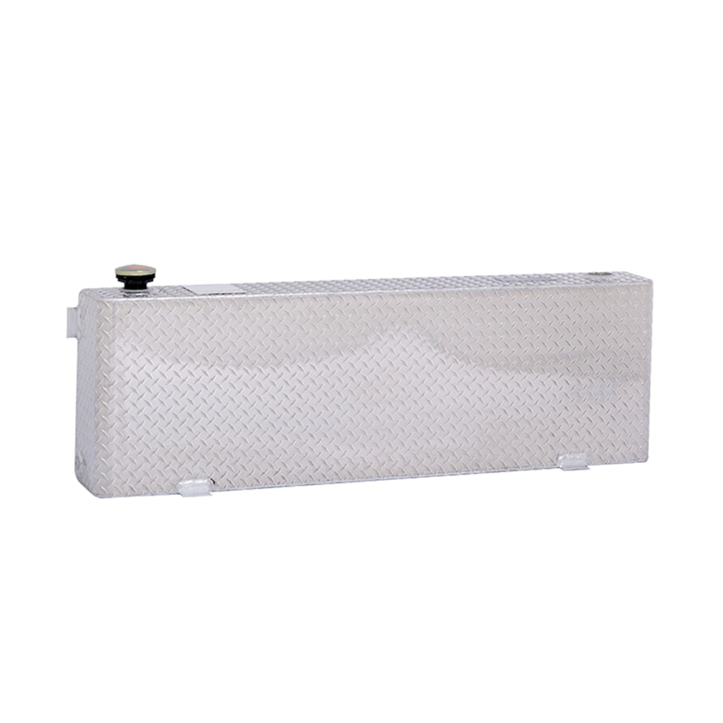 Dee Zee 39 gallon long rectangle Brite-Tread aluminum transfer tank with vented filler cap and diamond plate finish (SKU DZ92556N)