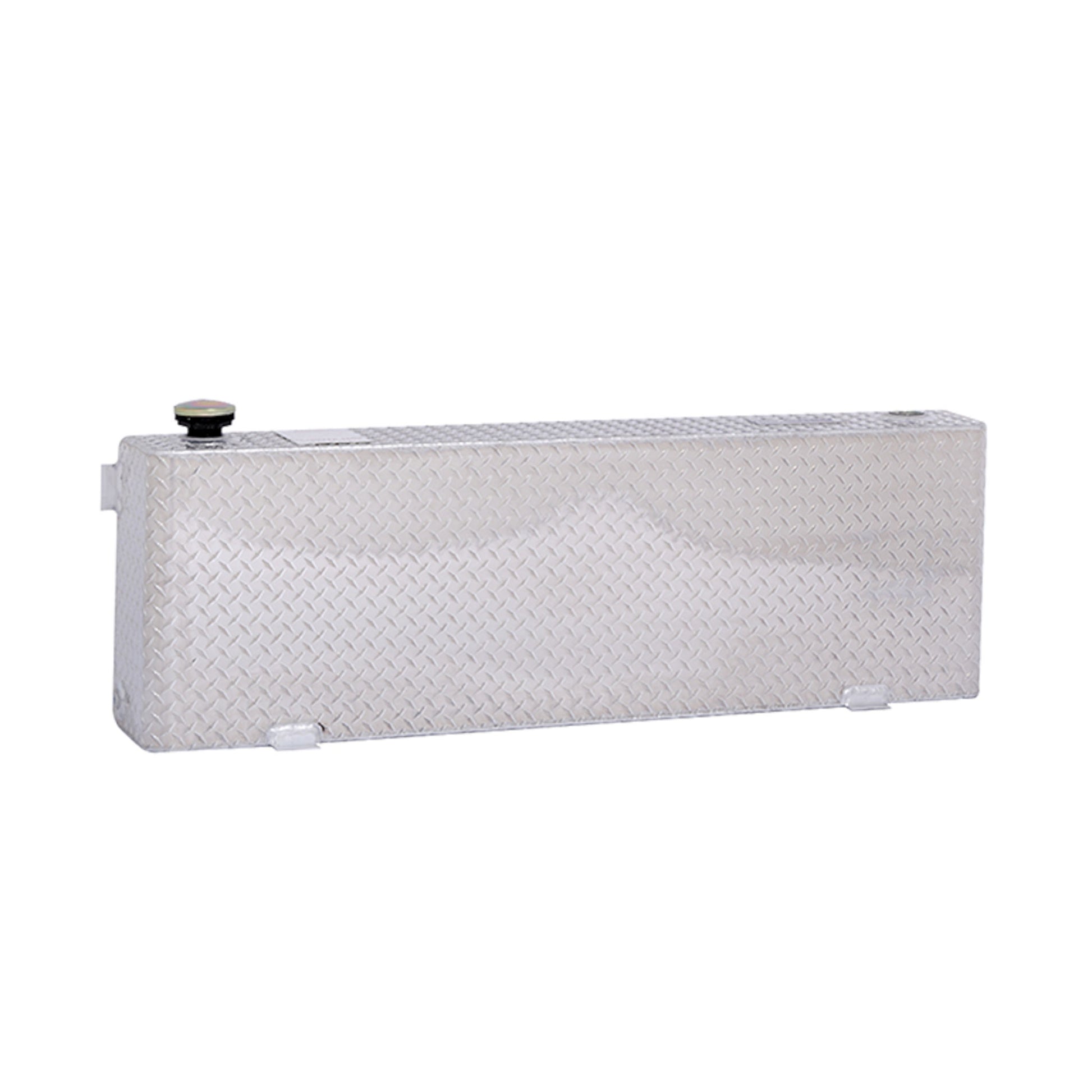 Dee Zee 39 gallon long rectangle Brite-Tread aluminum transfer tank with vented filler cap and diamond plate finish (SKU DZ92556N)