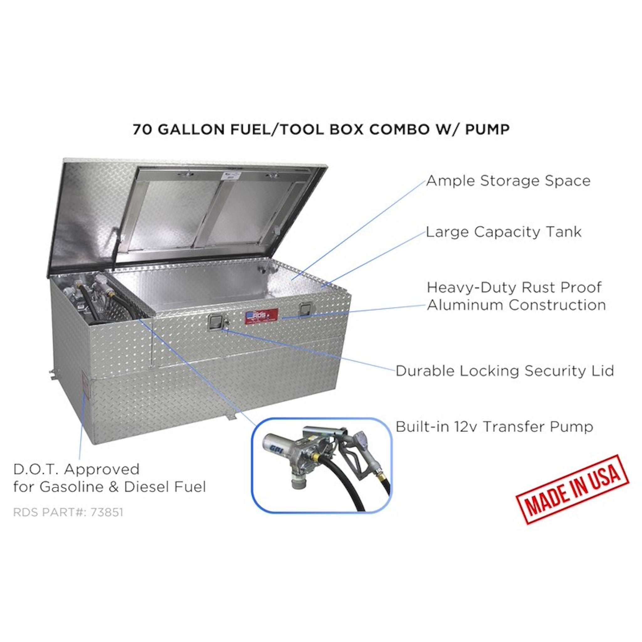 RDS 70 Gallon Aluminum Transfer Tank – Midway Tanks