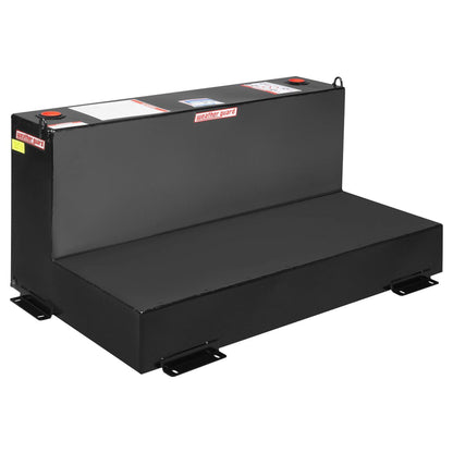 Weather Guard 90 gallon L-shape steel transfer fuel tank in black powder coat with vented filler caps and mounting brackets (SKU WG354-5-02)