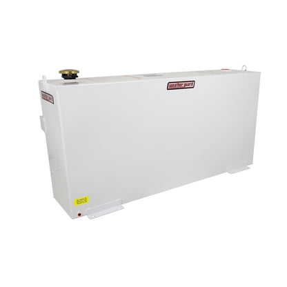 Weather Guard 75 gallon rectangular steel transfer fuel tank in white powder coat with vented filler cap and tie-down loops (SKU WG359-3-02)