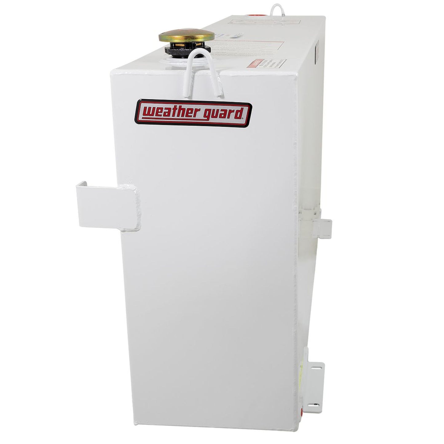 Vented brass filler cap on Weather Guard 75 gallon rectangular steel transfer tank (SKU WG359-3-02)