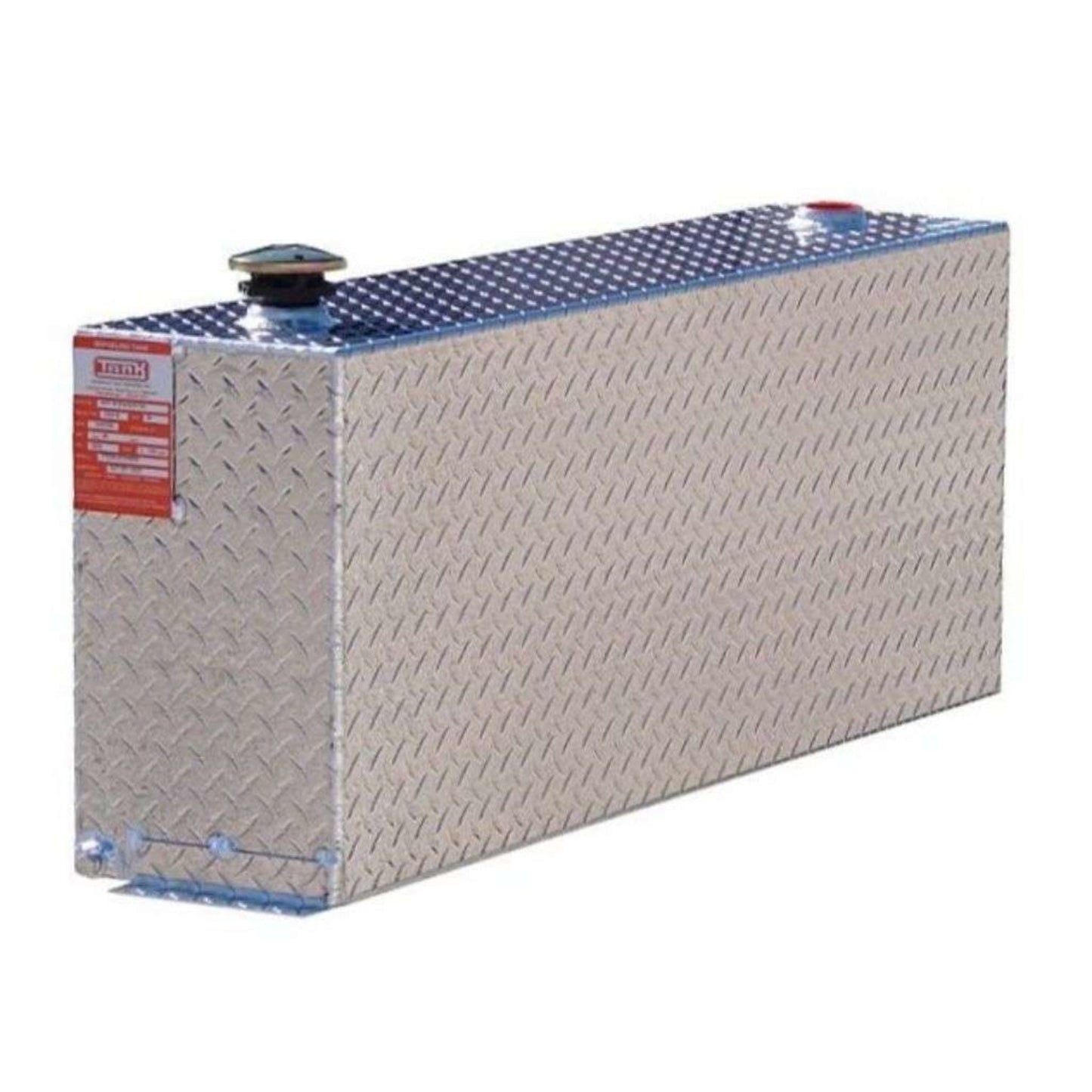 ATI 38 gallon aluminum rectangular transfer fuel tank for pickup trucks and service vehicles, featuring commercial-grade aluminum construction and DOT-approved design for fuel transport. SKU: TTR38