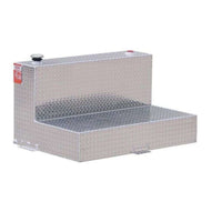 ATI 47 gallon L-shaped aluminum transfer fuel tank designed for pickup trucks and service vehicles, featuring commercial-grade aluminum construction and under-toolbox fit. SKU: TTL50