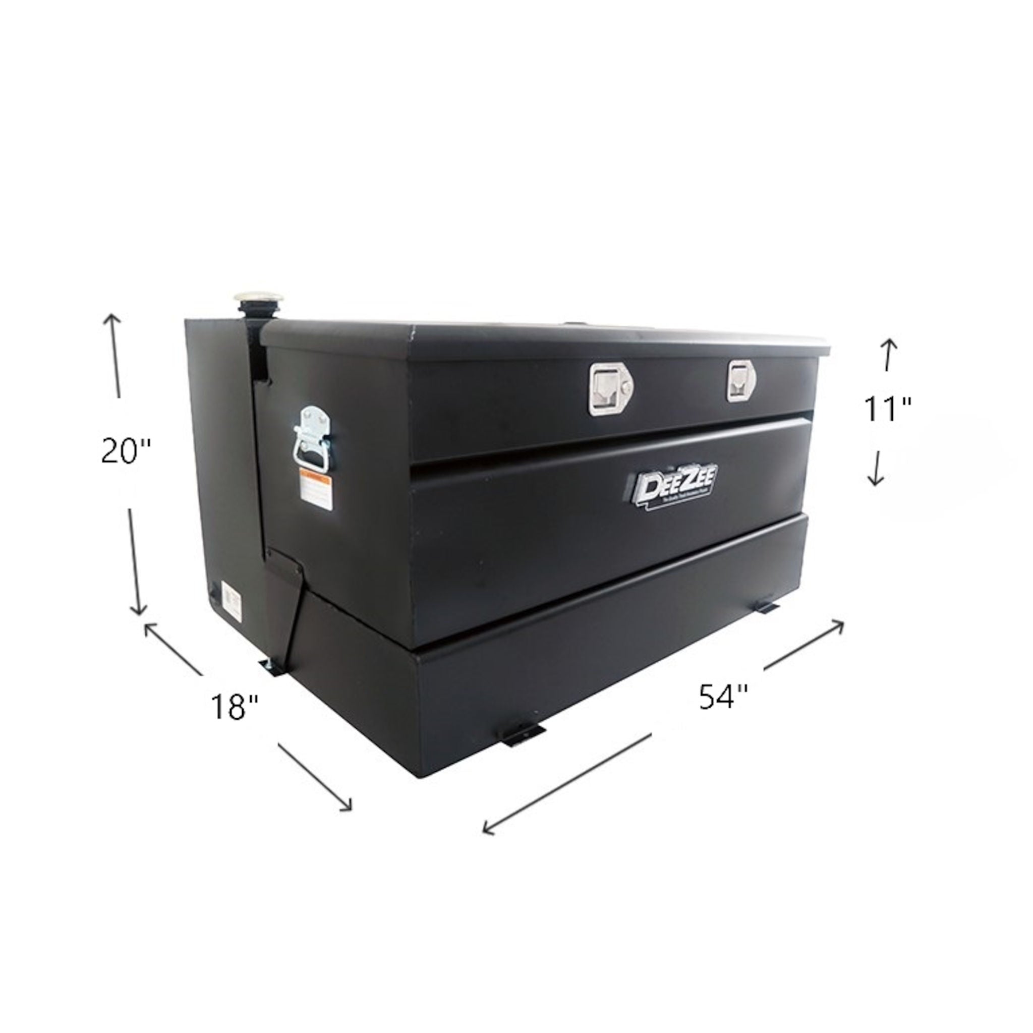 DeeZee DZ91740SB 50 gallon black steel transfer tank toolbox combo SKU DZ91740SB with dimensions 54 in length, 18 in width, 20 in tank height