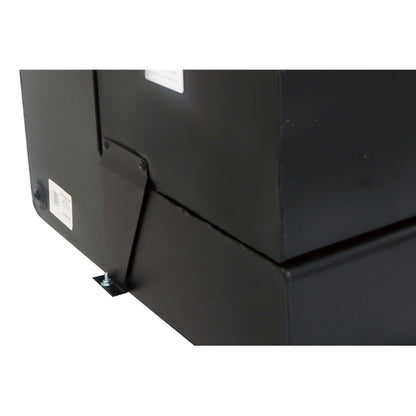 DeeZee DZ92656SB 111 gallon black steel transfer tank toolbox combo SKU DZ92656SB corner view with handle and mounting bracket