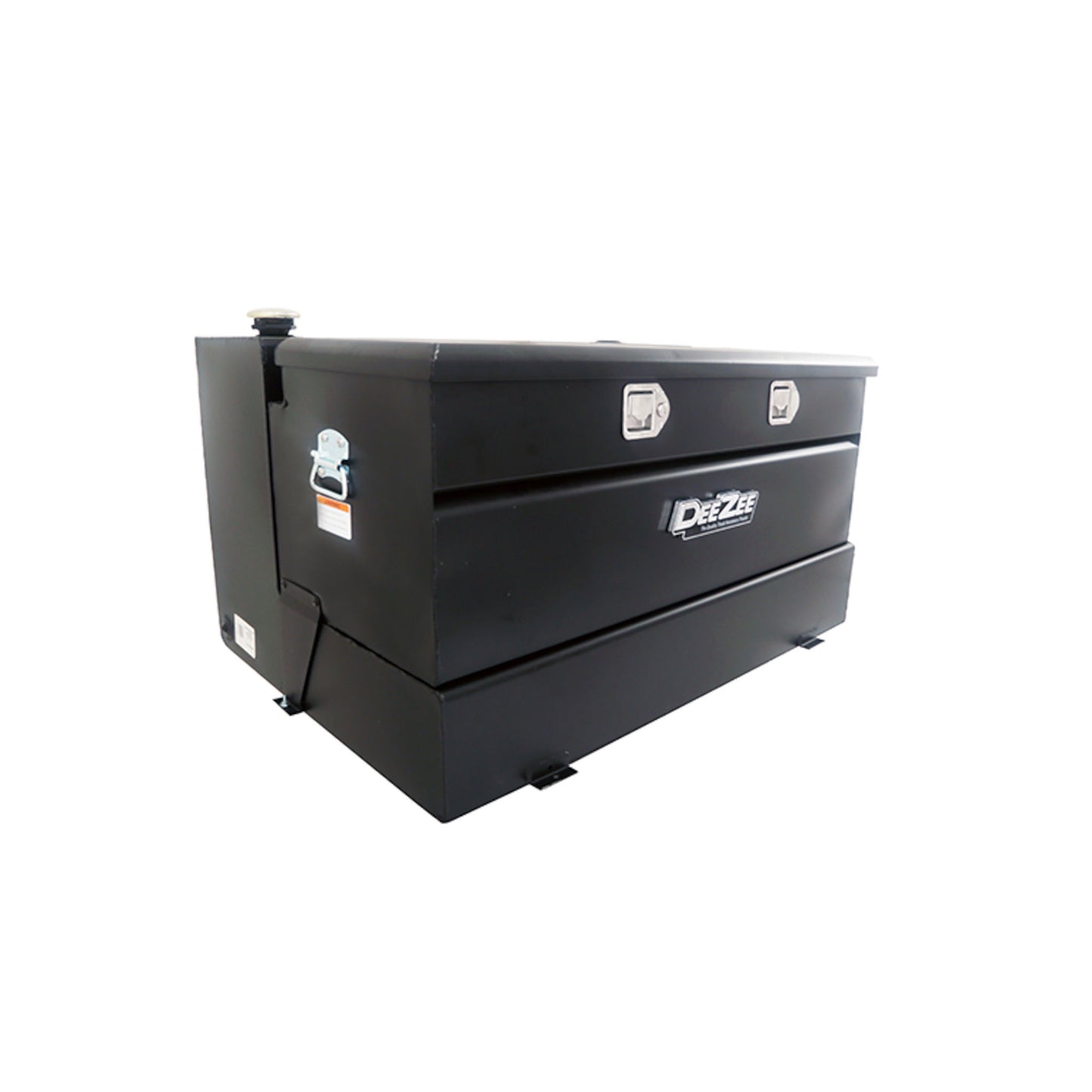 DeeZee DZ92656SB 111 gallon black steel transfer tank toolbox combo SKU DZ92656SB full side view with locks