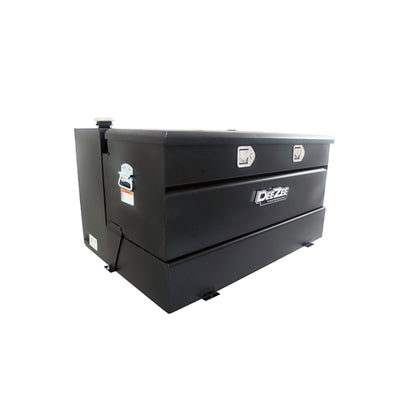 DeeZee DZ92656SB 111 gallon black steel transfer tank toolbox combo SKU DZ92656SB full side view with locks