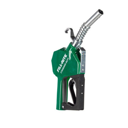 Fill-Rite SDN075GAN standard duty 3/4" automatic shut-off fuel nozzle in green for diesel and unleaded gasoline, with 15 GPM maximum flow rate