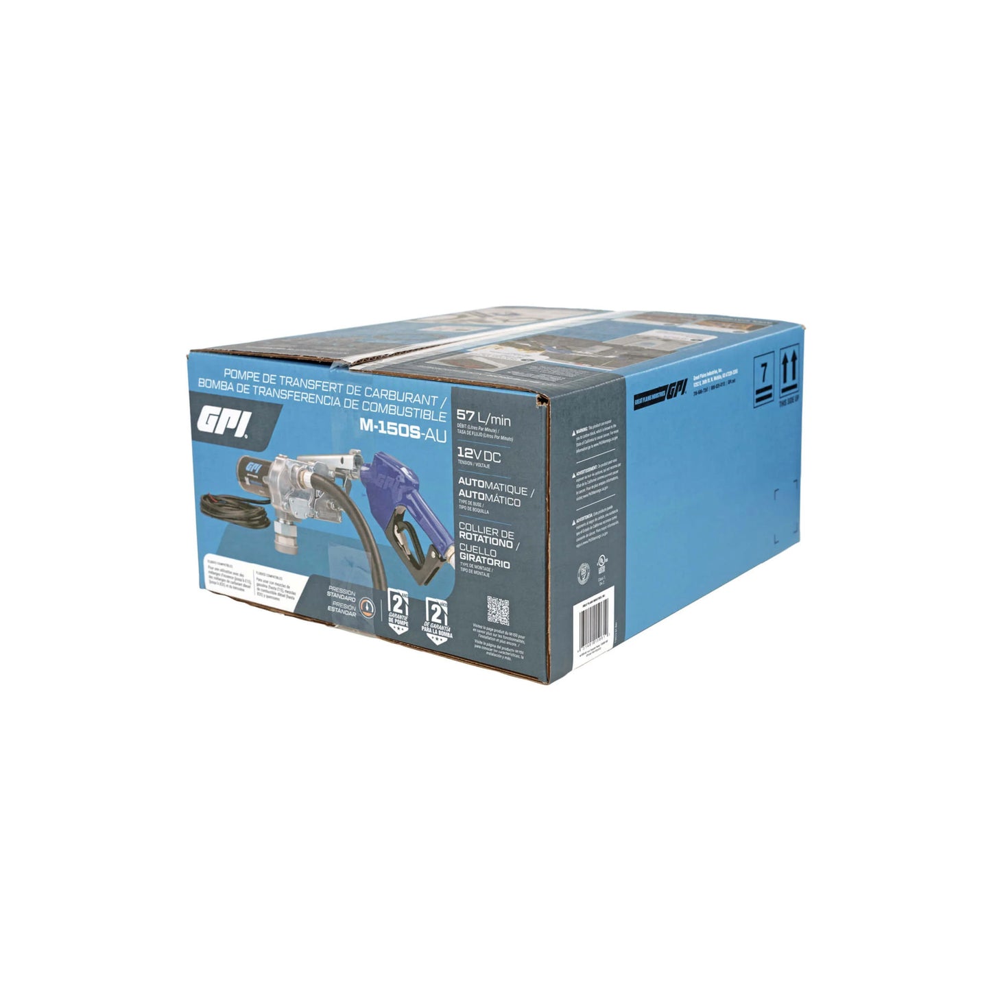 GPI M-150S-AU 12V automatic fuel transfer pump SKU M-150S-AU retail packaging box