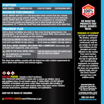 Hot Shot’s Secret diesel winter anti gel treatment plan cold weather diesel fuel additive