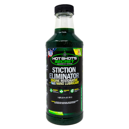 Hot Shot’s Secret Stiction Eliminator oil additive 32 oz bottle front view