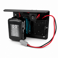 PowerMate Makita 18V LXT to 12V battery adapter with 4.0Ah battery installed and quick connect leads