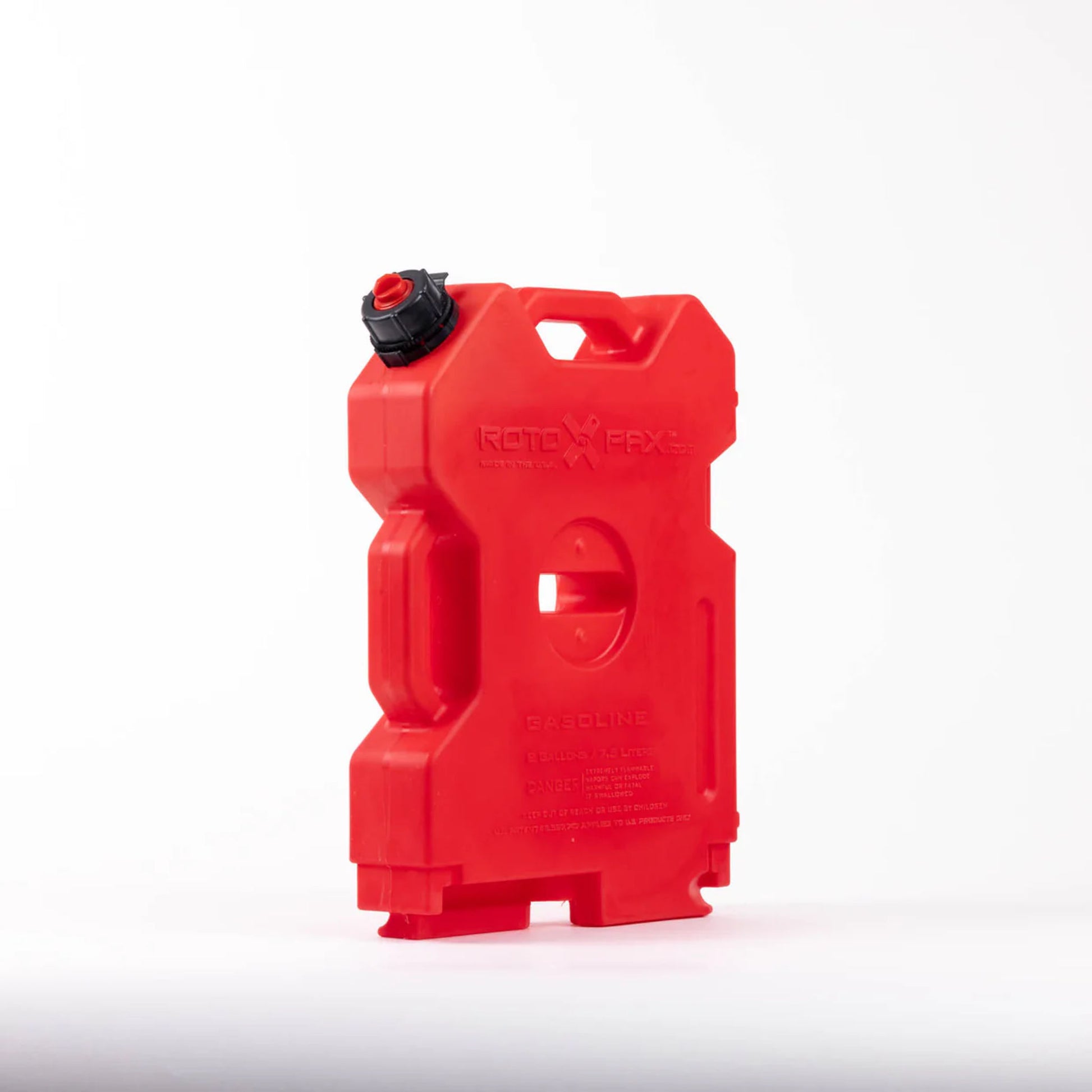 RotoPax 2 gallon gasoline container angled side view