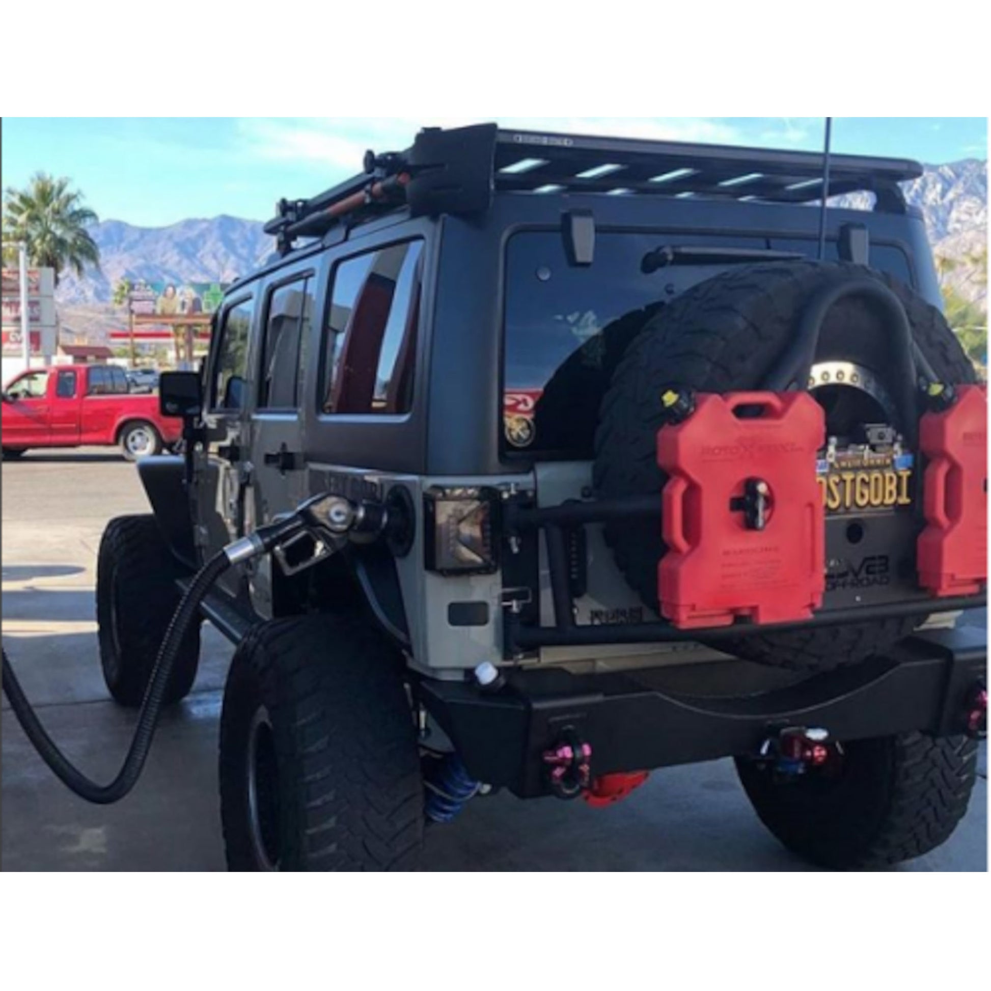 RotoPax 2 gallon gasoline container mounted on off-road vehicle