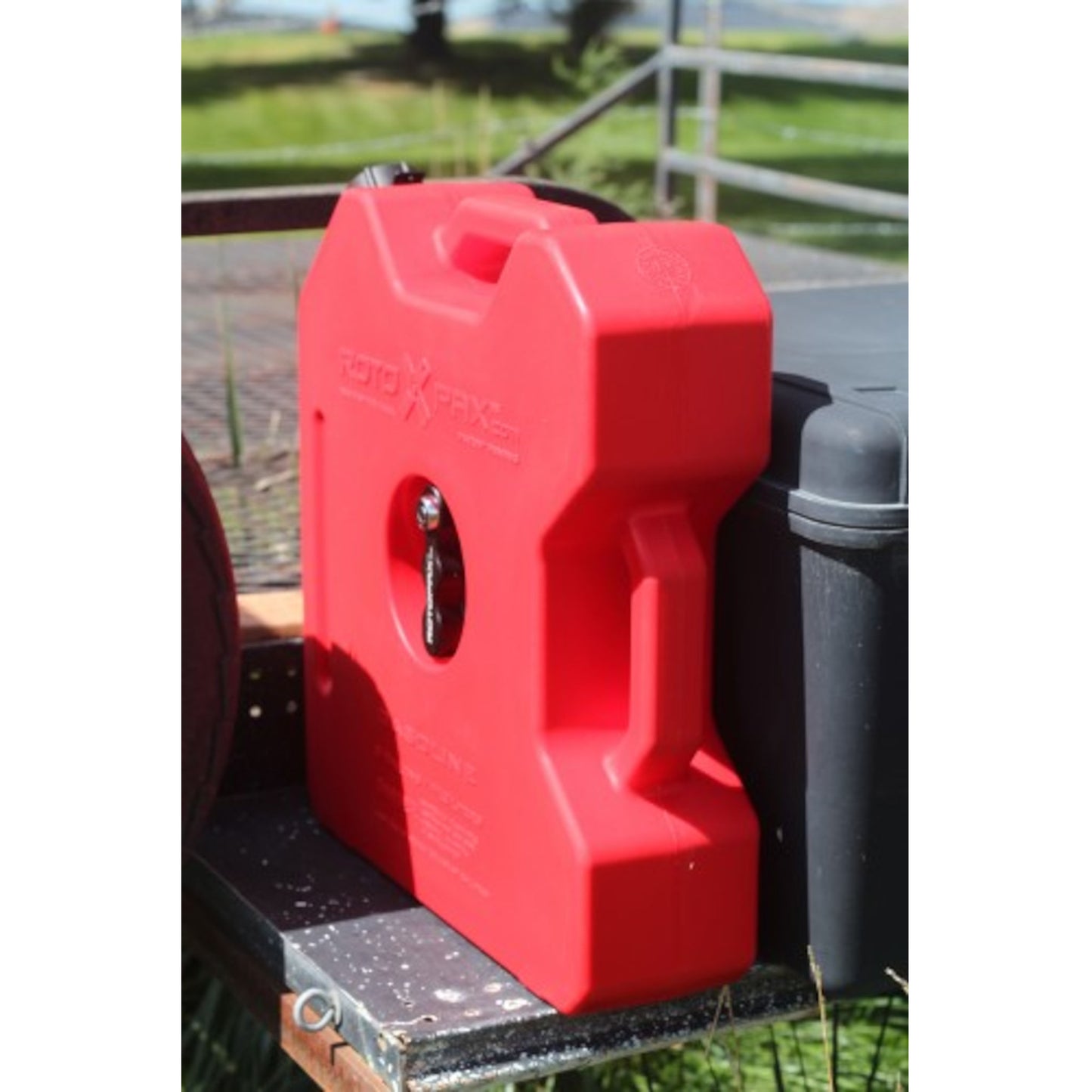 Heavy-duty roto-molded construction of RotoPax 3 gallon gas container