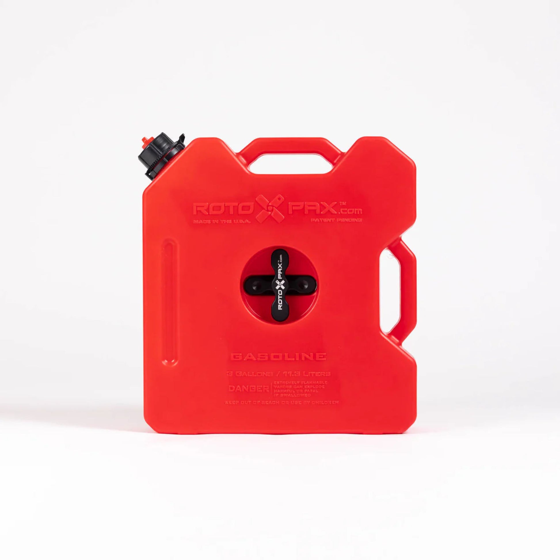 RotoPax 3 gallon fuel container secured to RotoPax mounting system