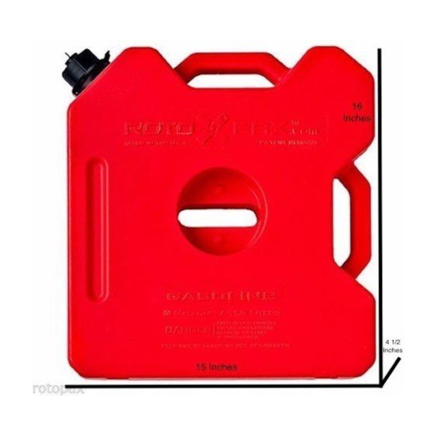 RotoPax 3 gallon gasoline fuel container dimensions and size reference