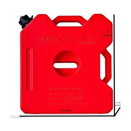 RotoPax 3 gallon gasoline fuel container dimensions and size reference