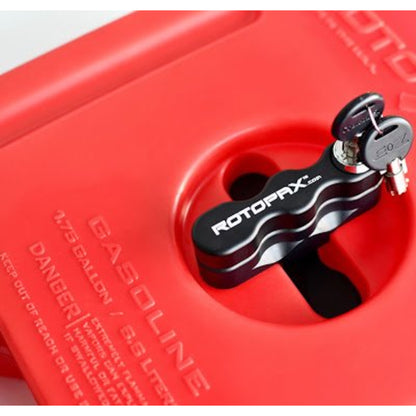 RotoPax locking pack mount installed through container center opening with key inserted