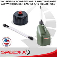SpeedFX utility jug non-breakable cap with rubber gasket and filler hose included