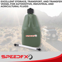 SpeedFX olive 5 gallon utility jug used for off-road, automotive, and industrial fluid storage