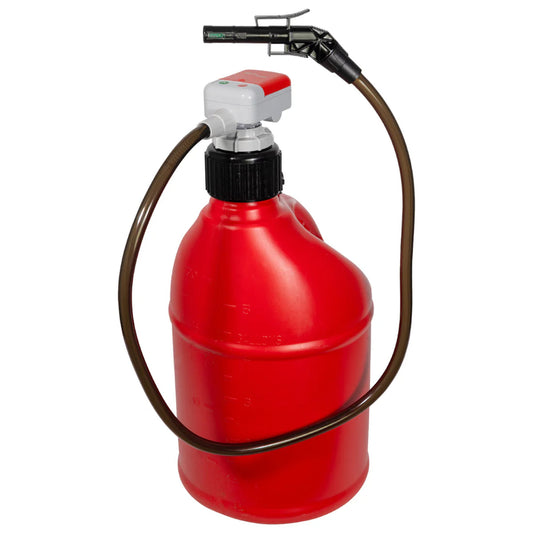 TERA PUMP 2nd generation battery powered fuel transfer pump on utility jug