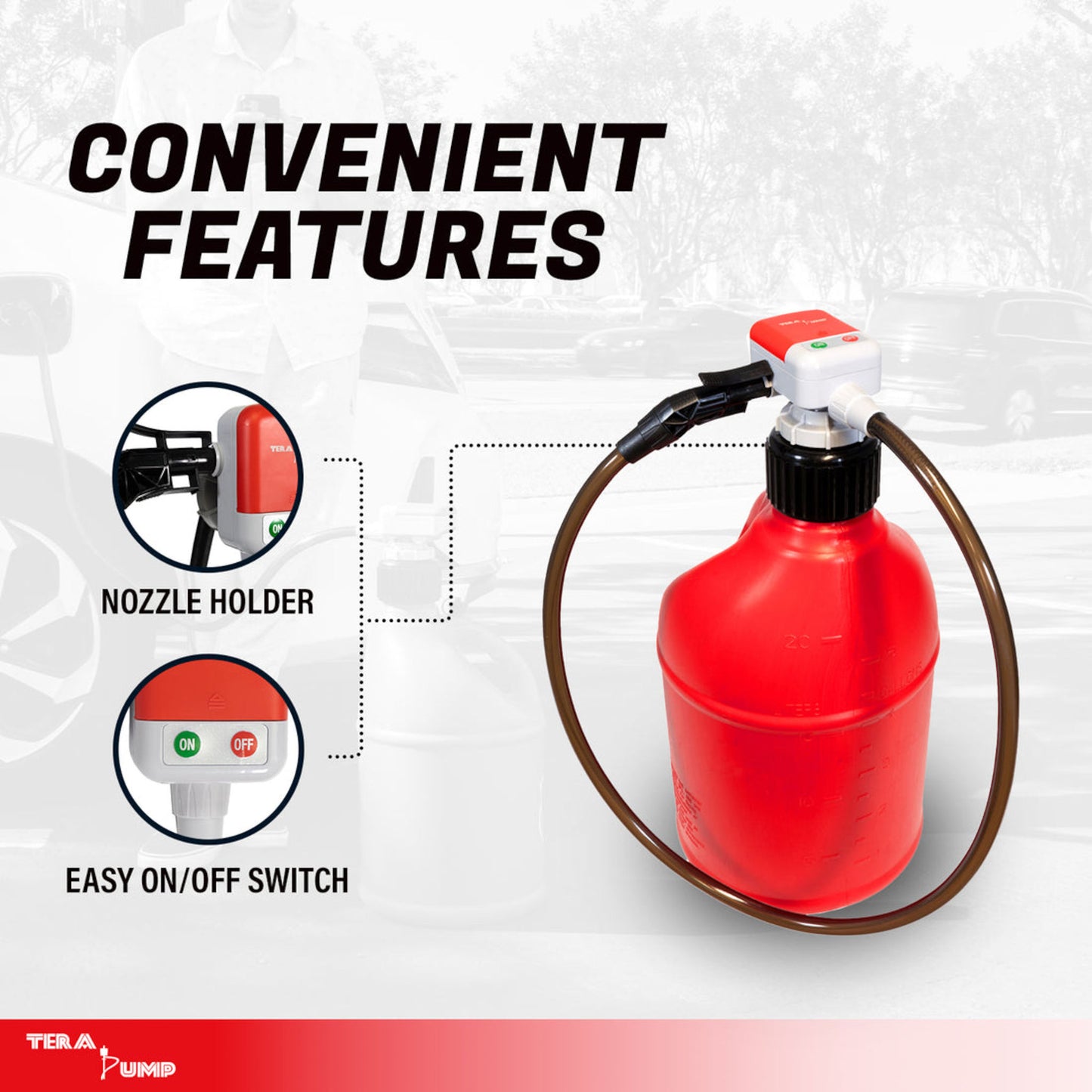 TERA PUMP fuel transfer pump nozzle holder and on off switch
