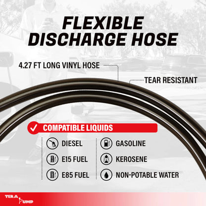 TERA PUMP flexible discharge hose vinyl fuel transfer