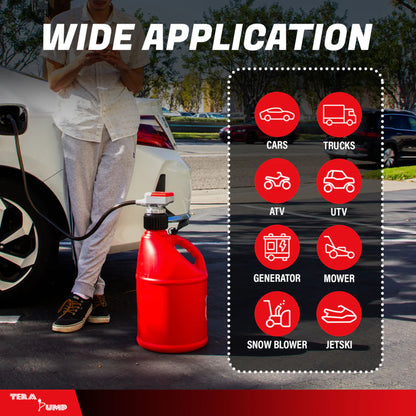 ERA PUMP battery powered fuel transfer pump filling vehicle